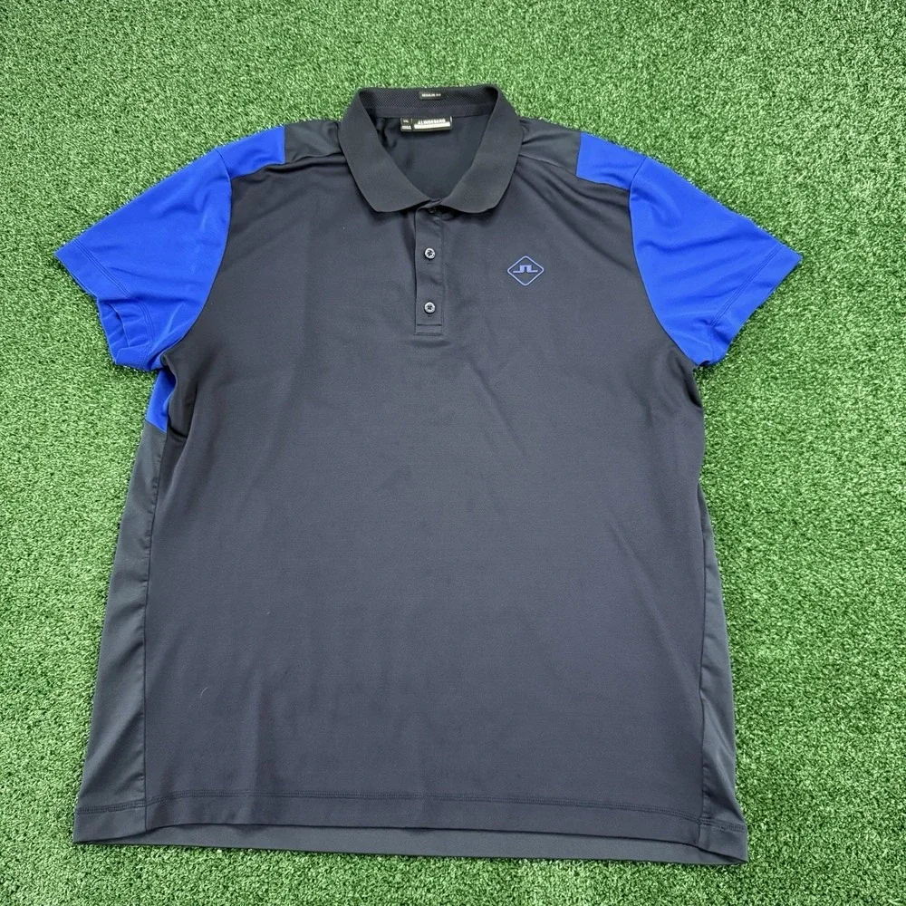 J. Lindeberg Golf Men's Short Sleeve Polo Shirt Size 2XL XXL Blue Regular Fit